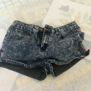Acid washed jean shorts